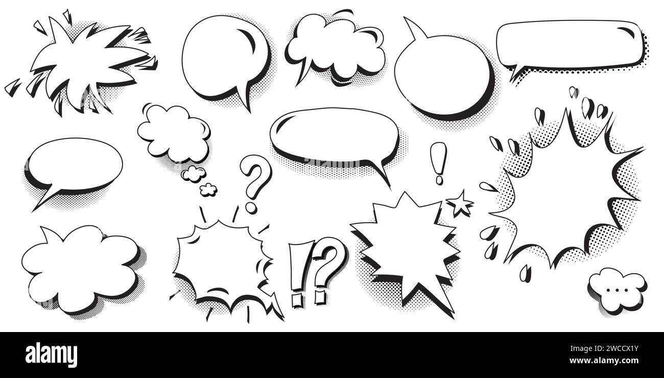 Set of speech bubbles. Halftone shadows. Vector illustration Stock ...