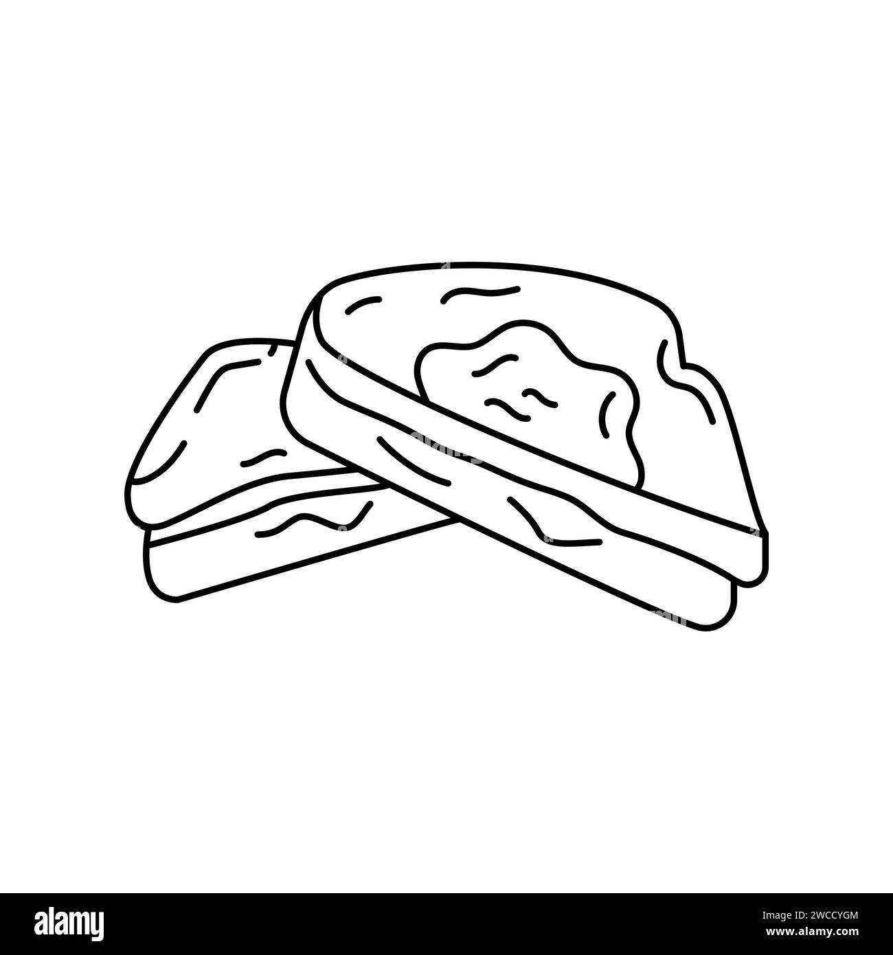 Cheese sandwich color element. Cartoon street food. Isolated vector illustration. Stock Vector