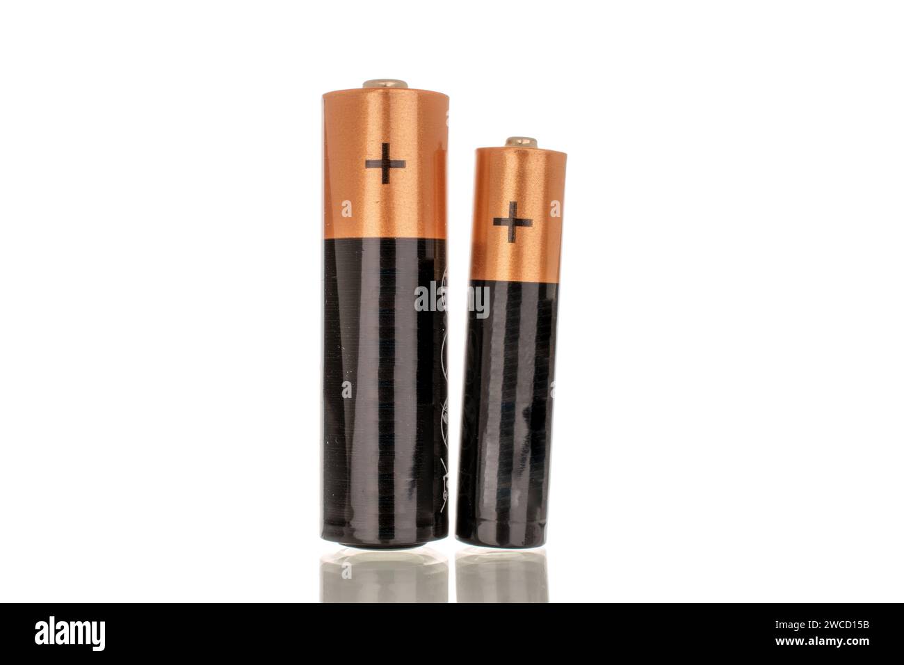Two batteries, macro, isolated on white background Stock Photo Alamy