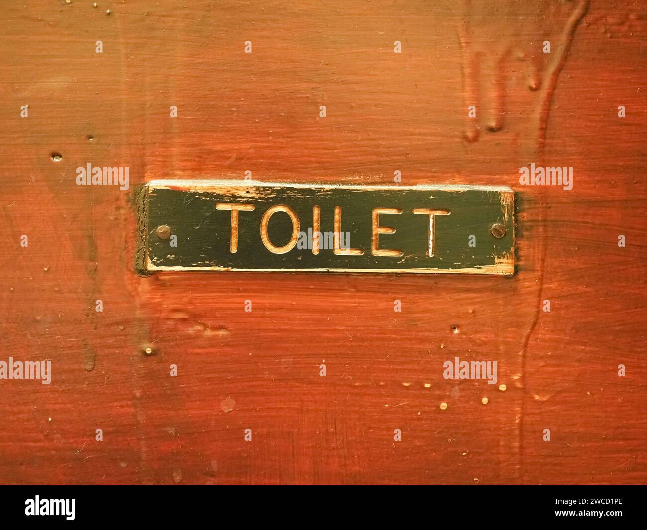 Old Toilet Sign On A Wooden Door Stock Photo Alamy
