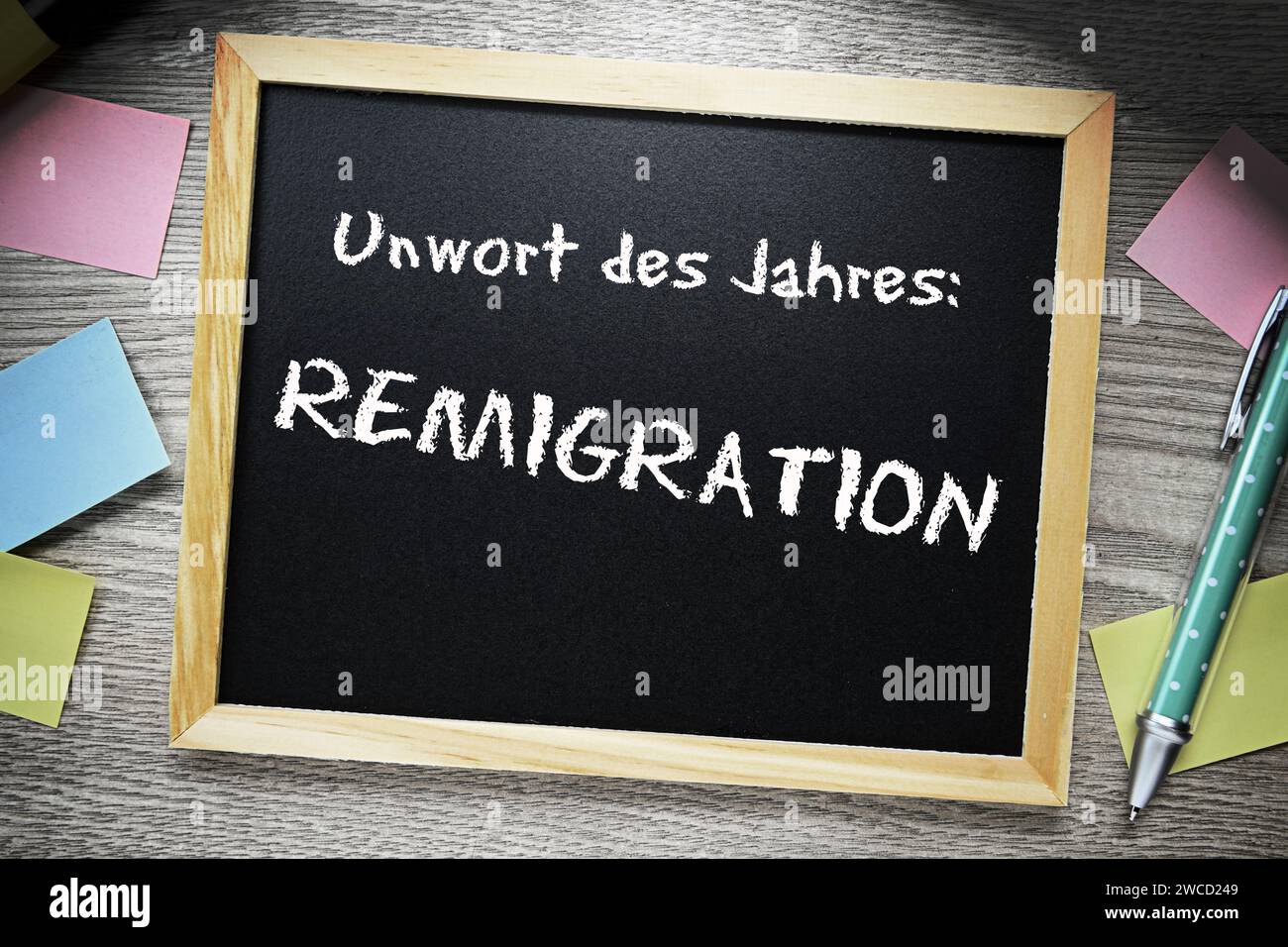 Letters Form The Inscription Unword Of The Year Remigration On A Board, Unword Of The Year 2023, Photomontage Stock Photo