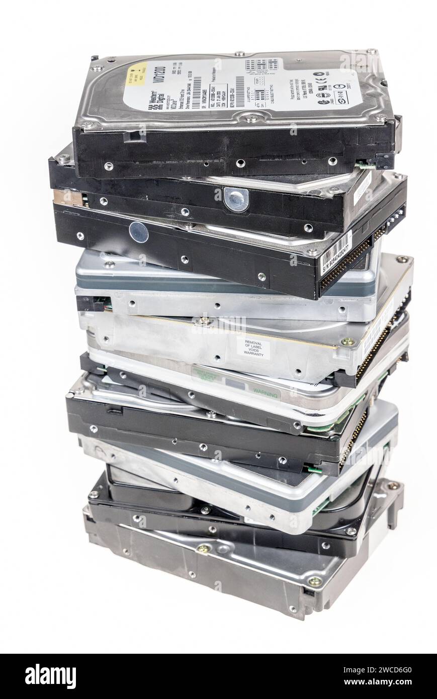 Old standard computer hard disk drives for disposal Stock Photo Alamy