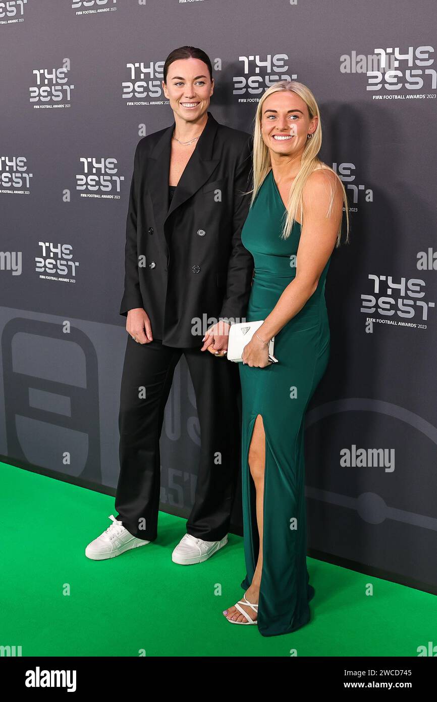 Footballers, Mackenzie Arnold and Kirsty Smith arrive on the Green Carpet ahead of The Best FIFA Football Awards 2023 at Apollo Theatre, London, United Kingdom, 15th January 2024 (Photo by Mark Cosgrove/News Images) Credit: News Images LTD/Alamy Live News Stock Photo