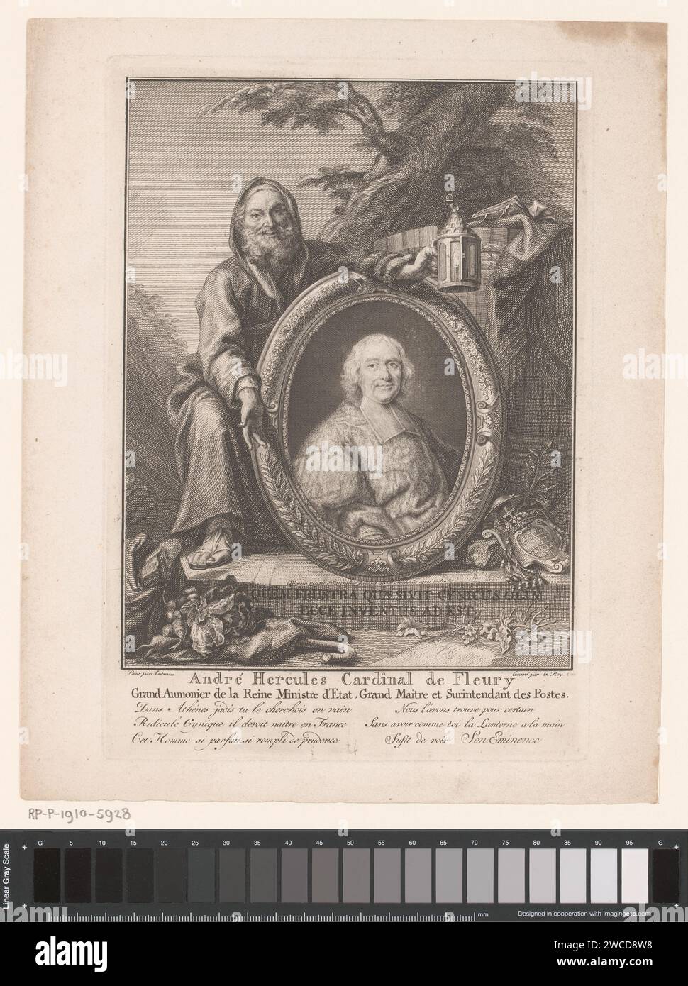 Portrait of André -Hercule de Fleury, shown by Diogenes, Claude Roy ...