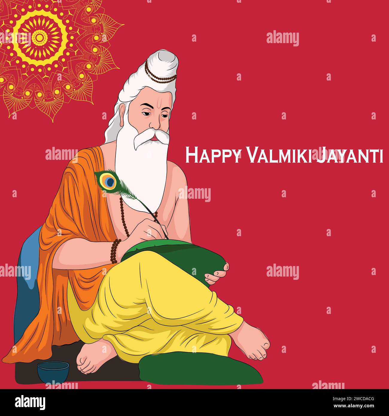 Maharishi Valmiki Jayanti Greeting Card Design Stock Vector