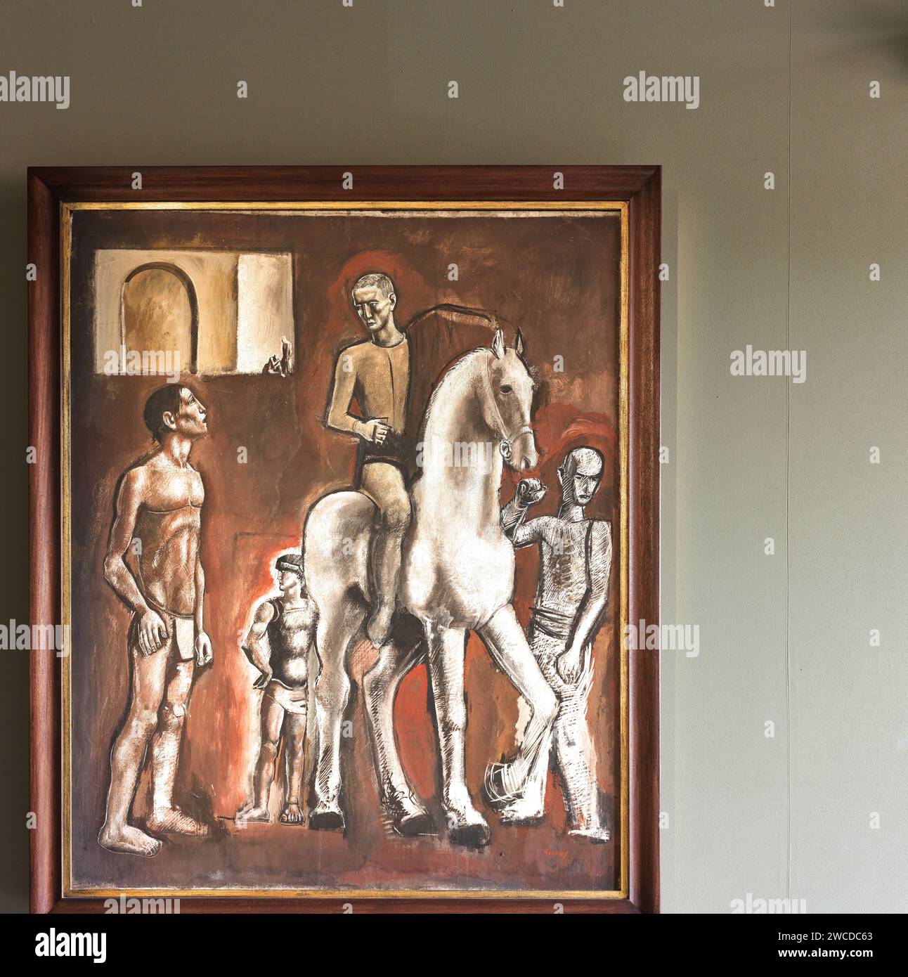 Saint Martin;  painting by Mario Sironii in the Collection of Contemporary Art, Vatican museum, Rome, Italy. Stock Photo