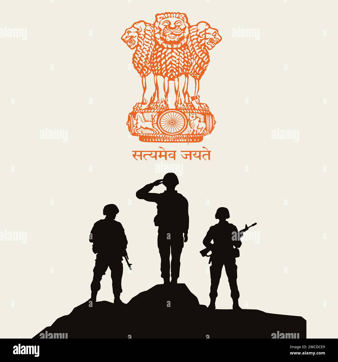 Indian Army Day Wishing Greetings. Illustration of Army Man. Indian
