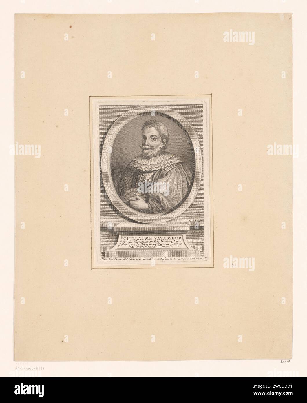 Docter Inventor Portret van Guillaume Vavasseur, Etienne Ficquet, After Monogrammist Al ...
