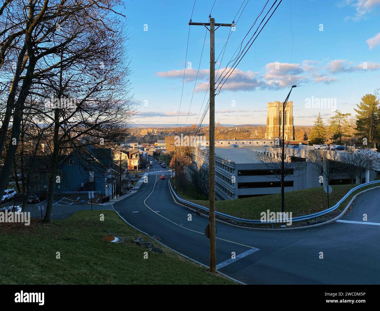 A curving road in Bethlehem, Pennsylvania, near Lehigh University Stock Photo