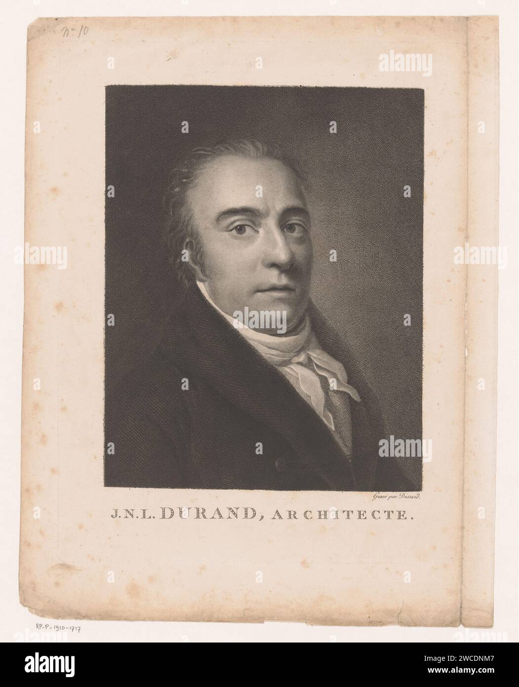 Porter van Jean-Nicolas-Louis Durand, Michel Dissard, c. 1793-1837 print   paper engraving historical persons. portrait, self-portrait of architect Stock Photo