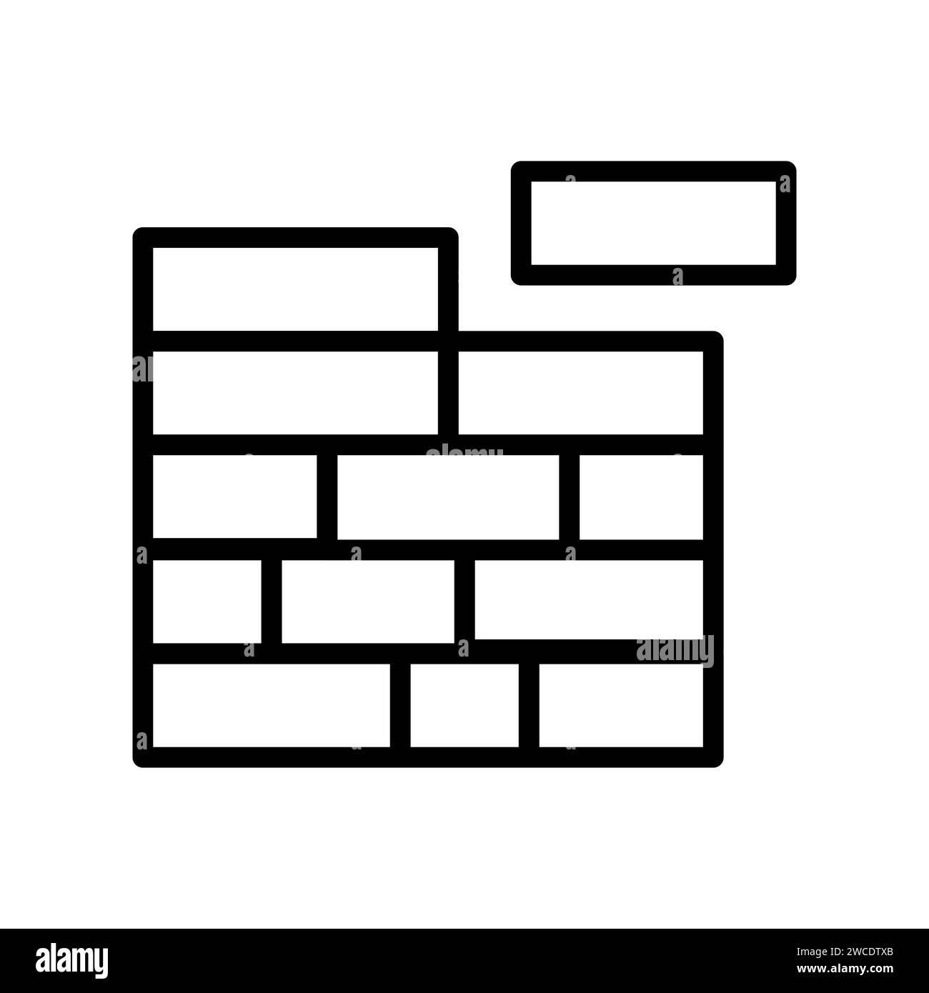 Vector black line icon brick wall isolated on white background Stock ...