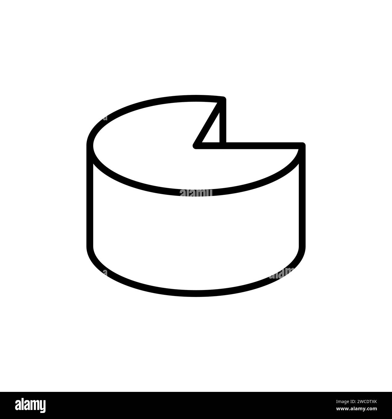 Vector black line icon round cheese isolated on white background Stock ...
