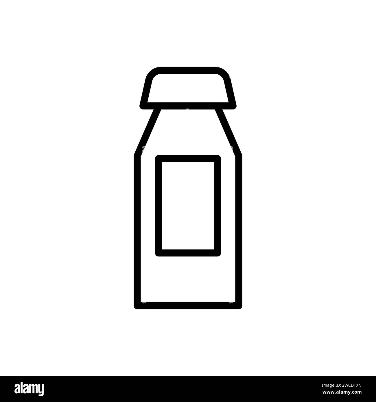 Vector black line icon bottle of milk isolated on white background ...