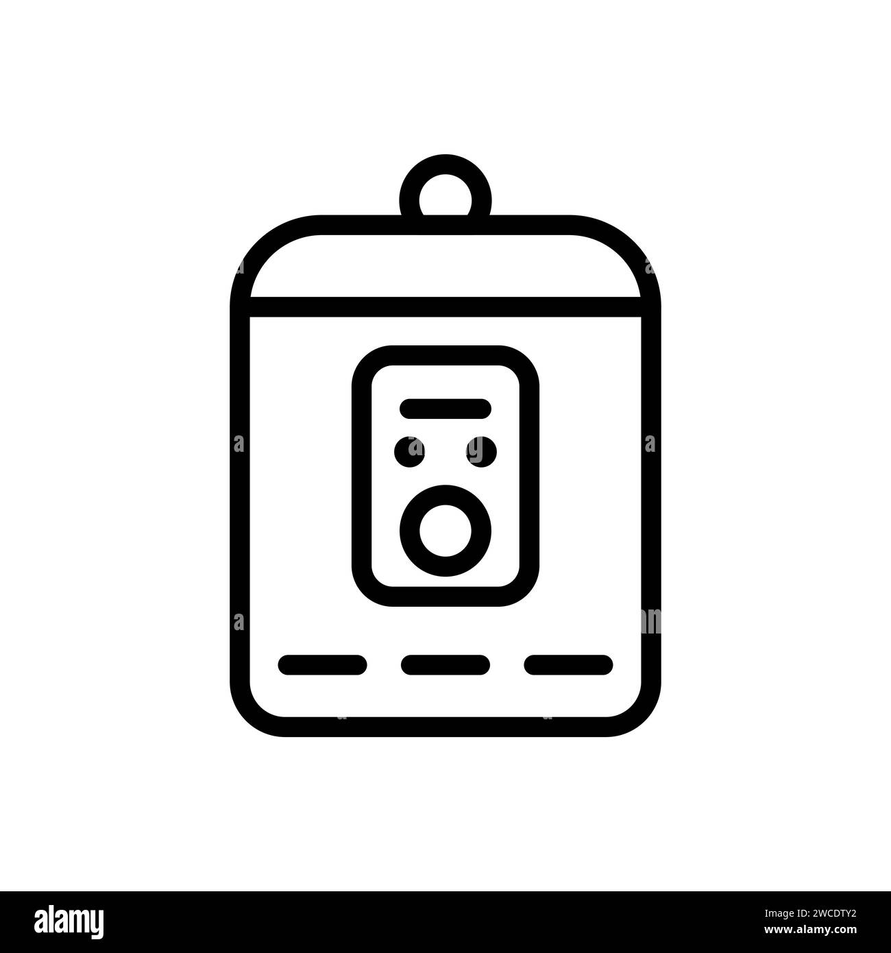 Vector black line icon kitchen multicooker isolated on white background Stock Vector