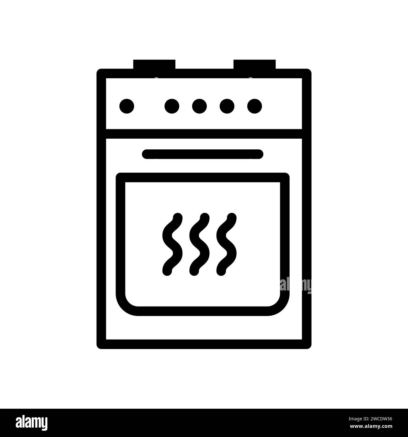 Vector black line icon kitchen stove isolated on white background Stock Vector