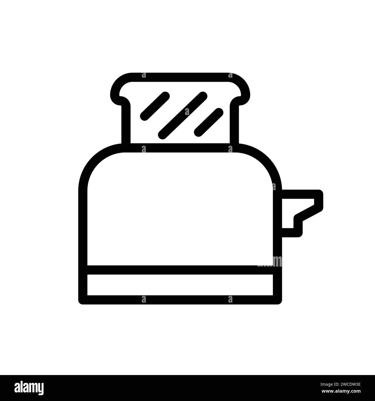 Vector black line icon bread toaster isolated on white background Stock Vector