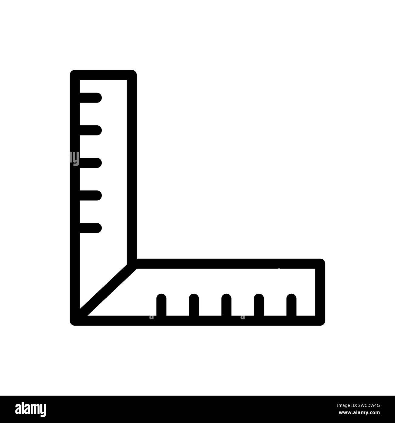 Vector black line icon construction ruler isolated on white background ...