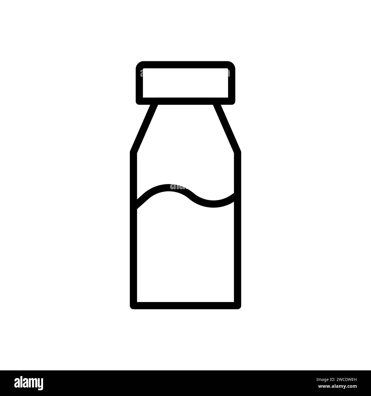 Vector black line icon bottle of milk isolated on white background ...