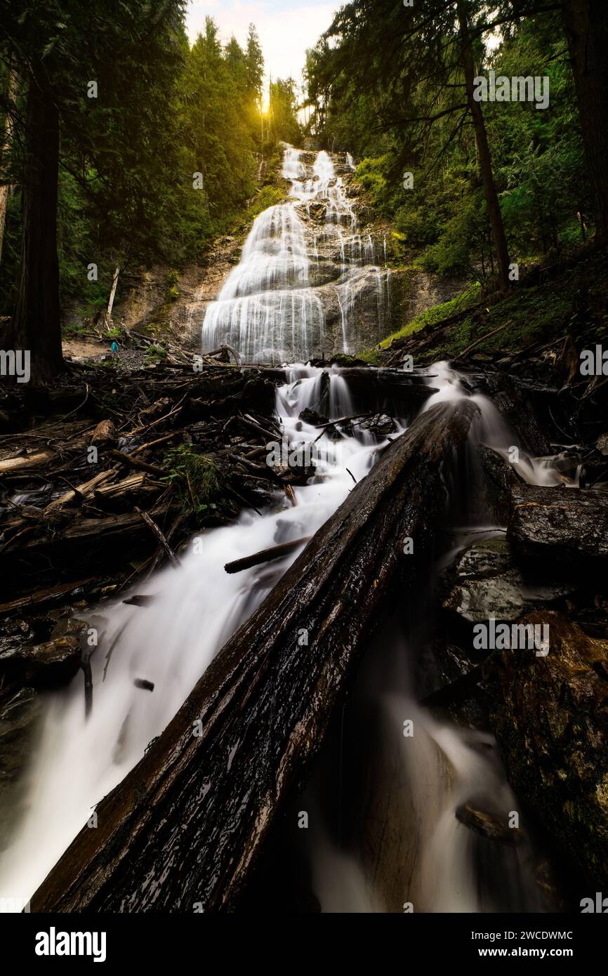 A fine art landscape photography image of Bridal Veil Falls in Hope British Columbia Canada during a sunny and dynamic Spring afternoon. Stock Photo