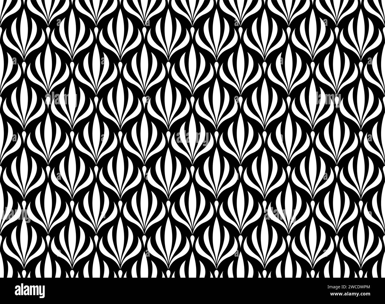 Floral seamless pattern. Retro stylish geometric texture background with white Art Nouveau tiles. Vector geometric decorative leaves texture isolated Stock Vector