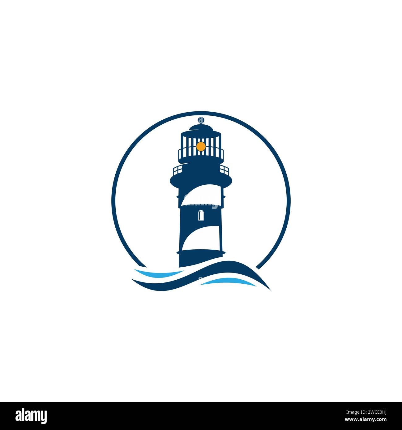 LIHGTHOUSE OCEAN LOGO VECTOR DESIGN TEMPALTE Stock Vector