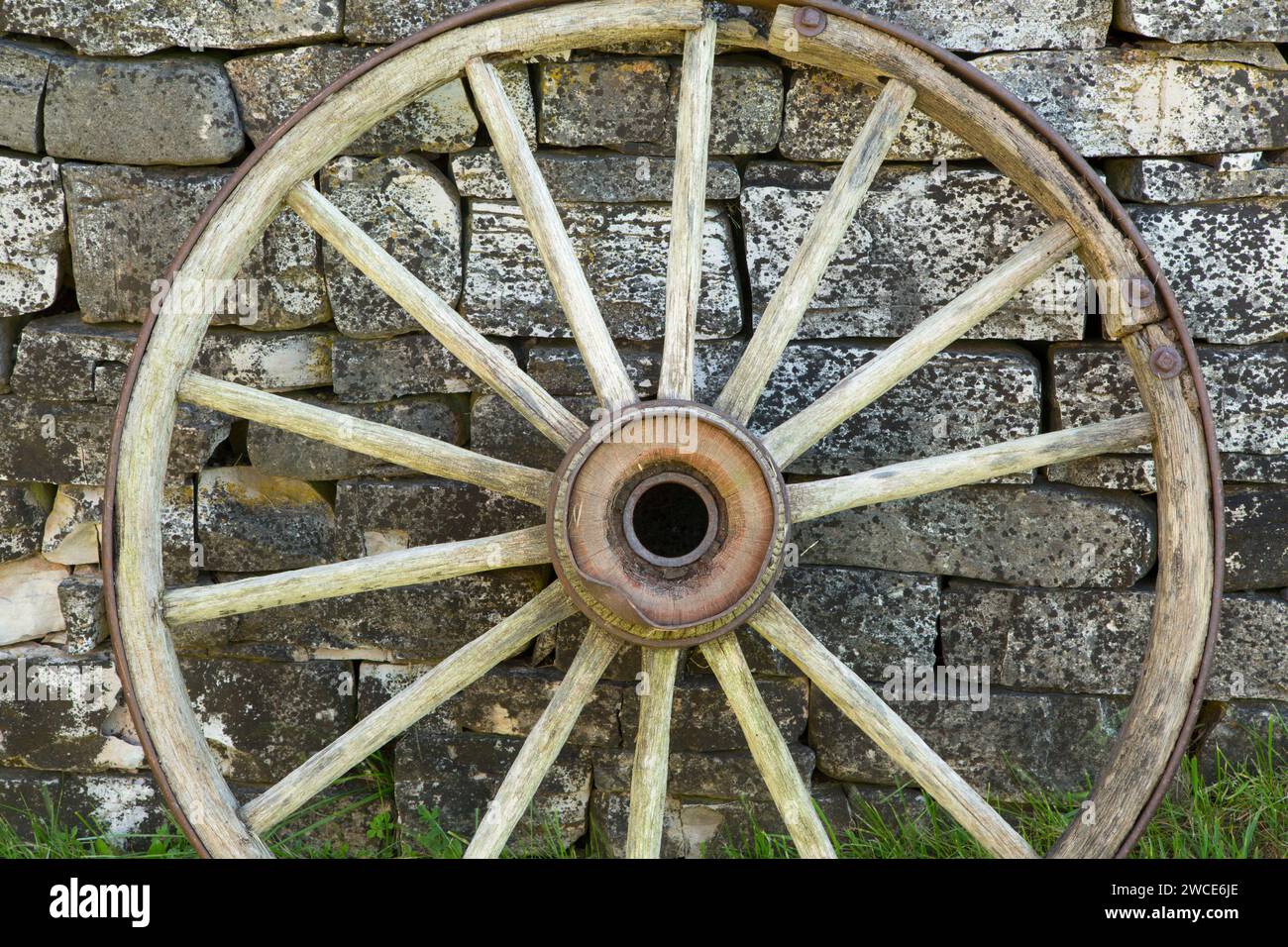 Wagon wheel, Fayette Historic State Park, Michigan Stock Photo