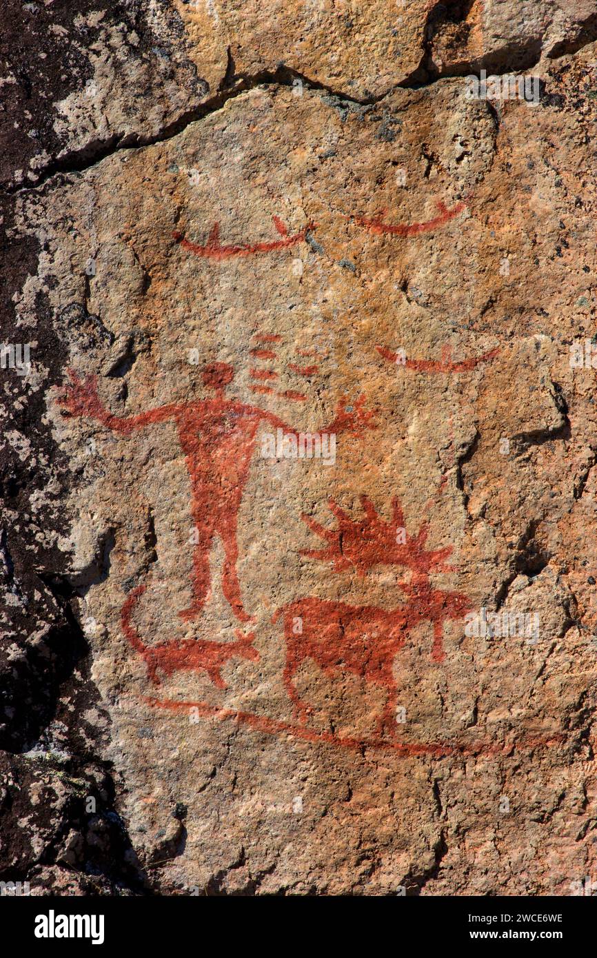 Pictographs on North Hegman Lake, Boundary Waters Canoe Area Wilderness, Superior National Forest, Minnesota Stock Photo