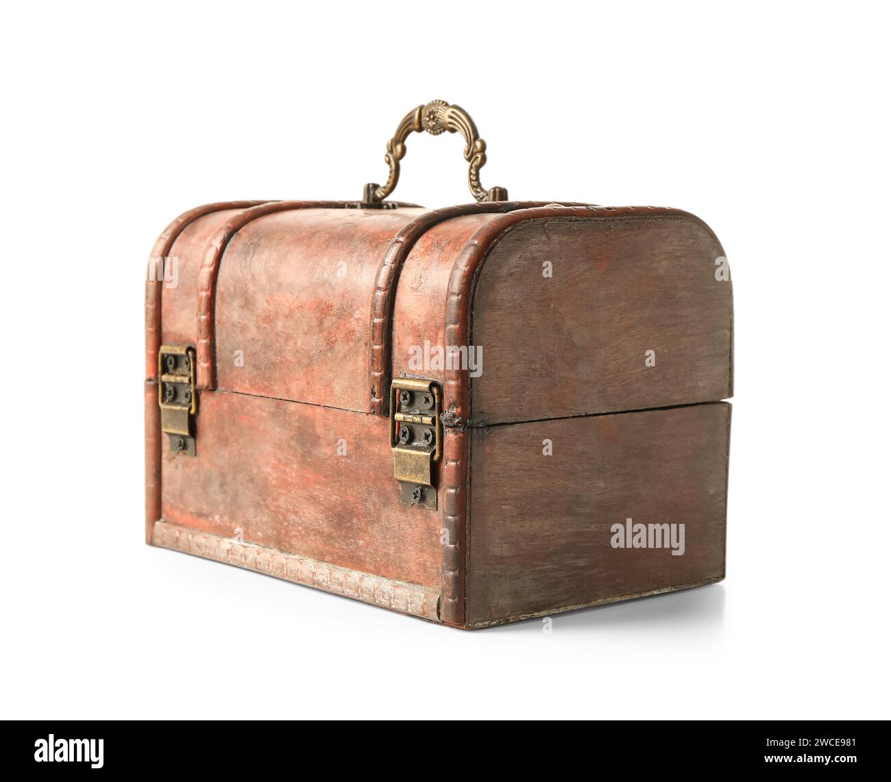 Old chest with treasures isolated on white background Stock Photo - Alamy