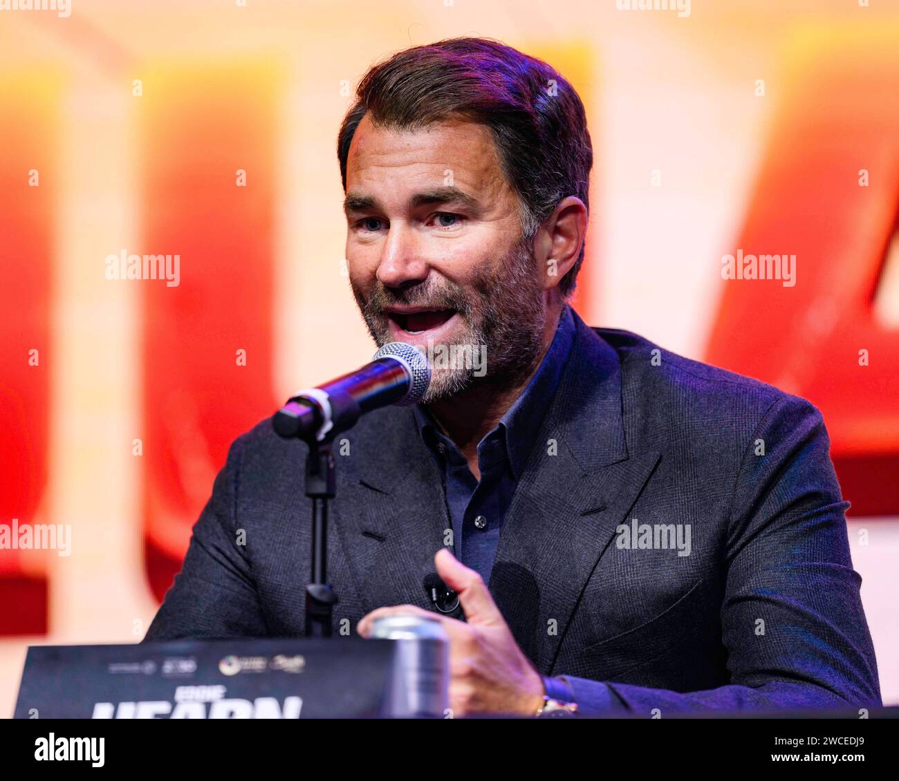 LONDON, UNITED KINGDOM. 15 Jan, 2024. Eddie Hearn of Matchroom Boxing
