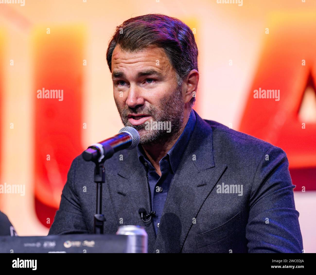 LONDON, UNITED KINGDOM. 15 Jan, 2024. Eddie Hearn of Matchroom Boxing