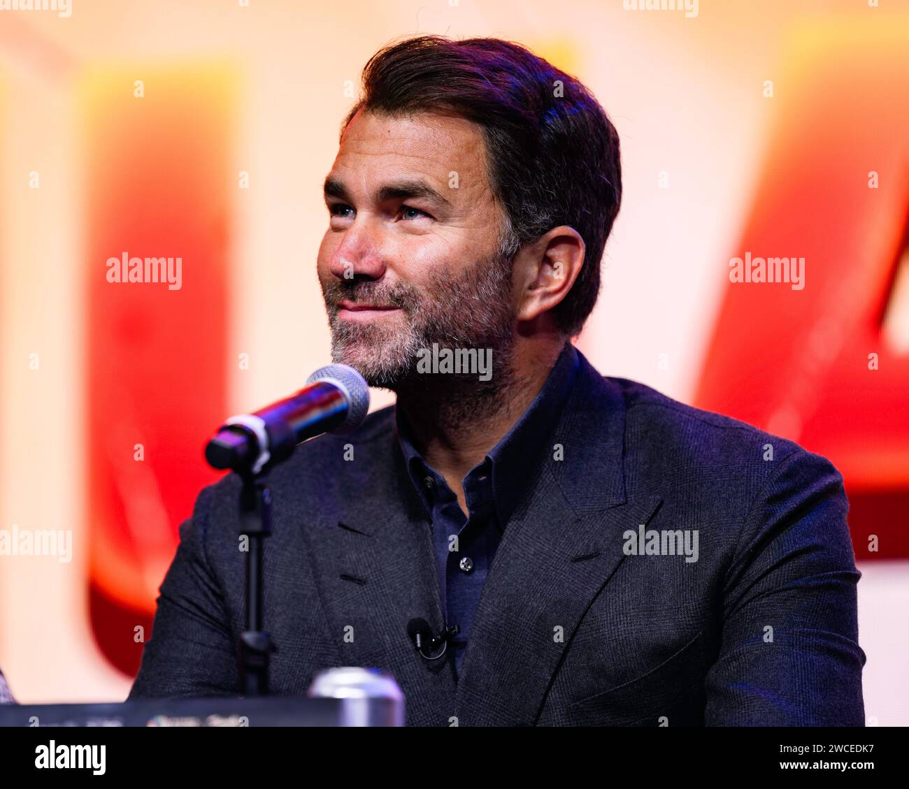 LONDON, UNITED KINGDOM. 15 Jan, 2024. Eddie Hearn of Matchroom Boxing