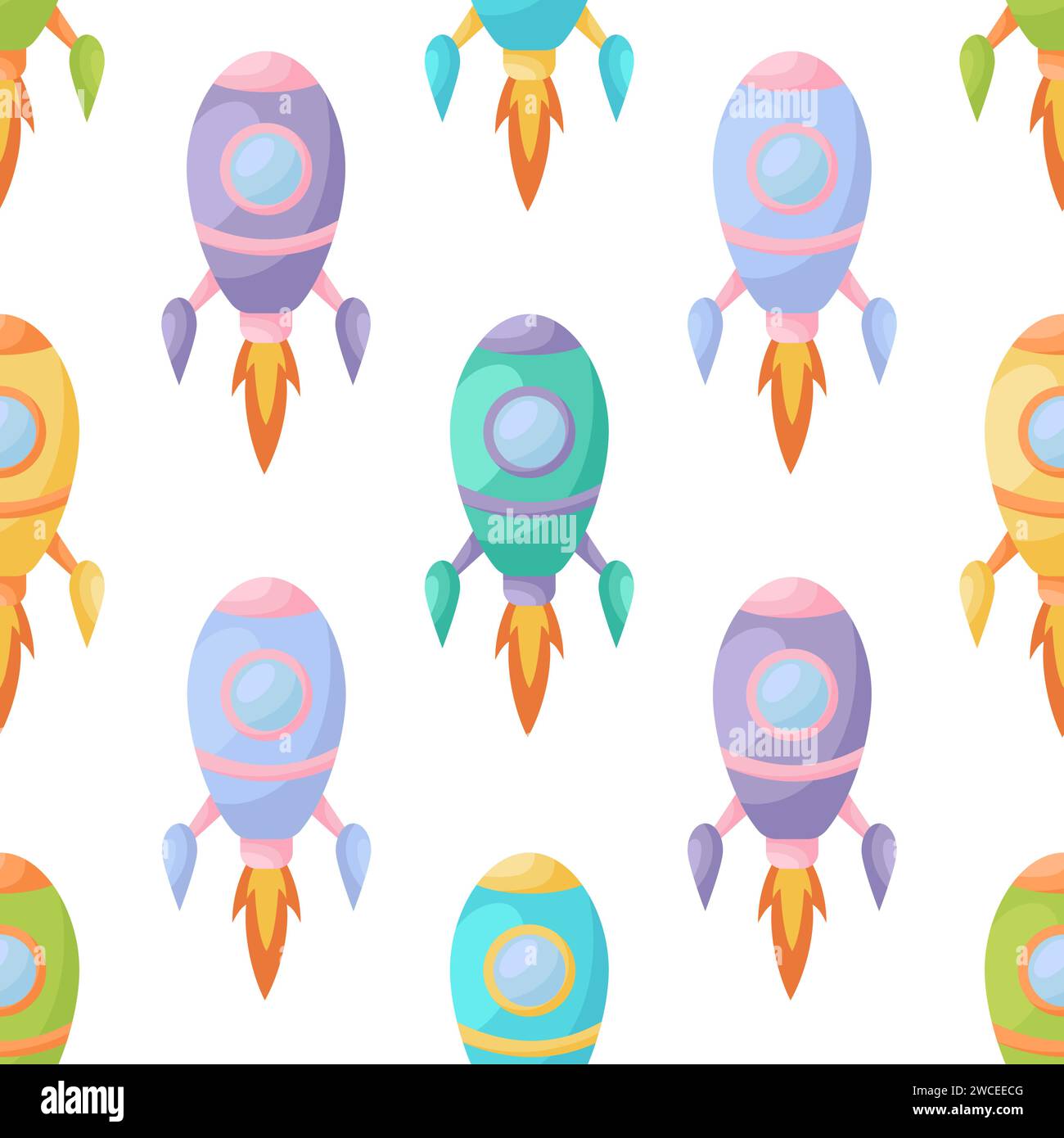 Cute children's seamless pattern with rockets. Creative kids texture ...