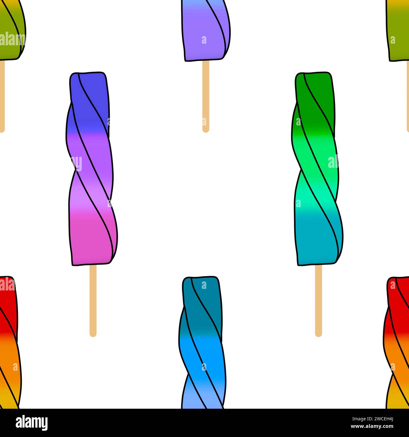 Summer cartoon food seamless ice cream pattern for wrapping paper and ...