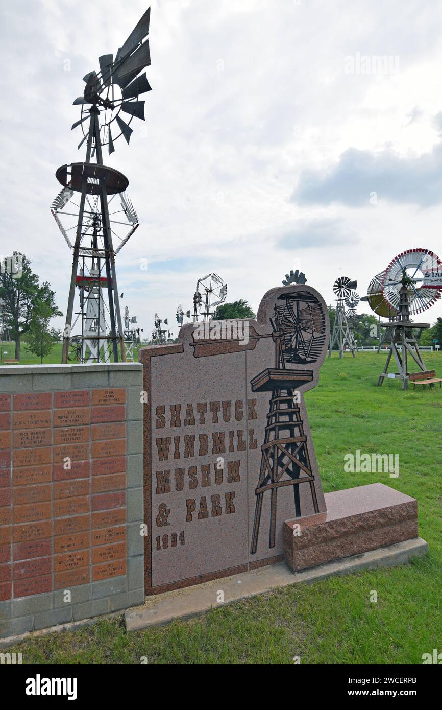 Windmills at the Shattuck Windmill Museum and Park in Shattuck Oklahoma