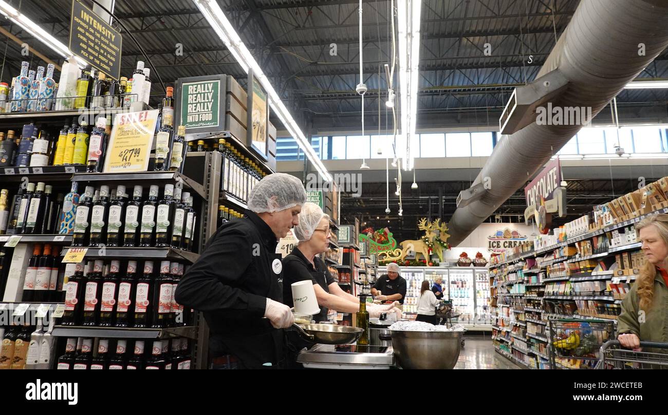 Customers shopping inside a Central Market grocery store in Dallas
