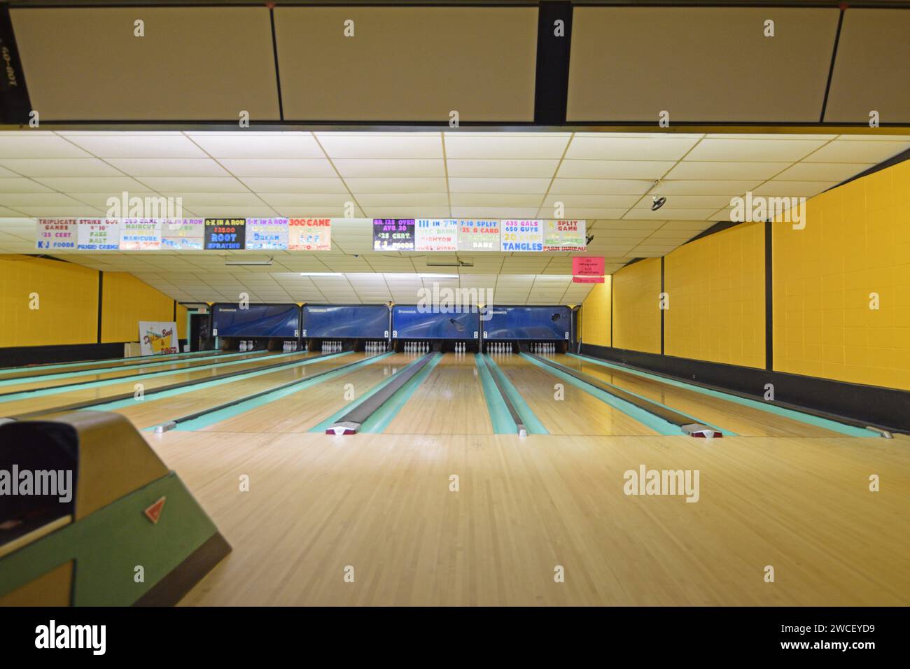 Interior of a small bowling alley (Dighton Bowl) in Dighton Kansas