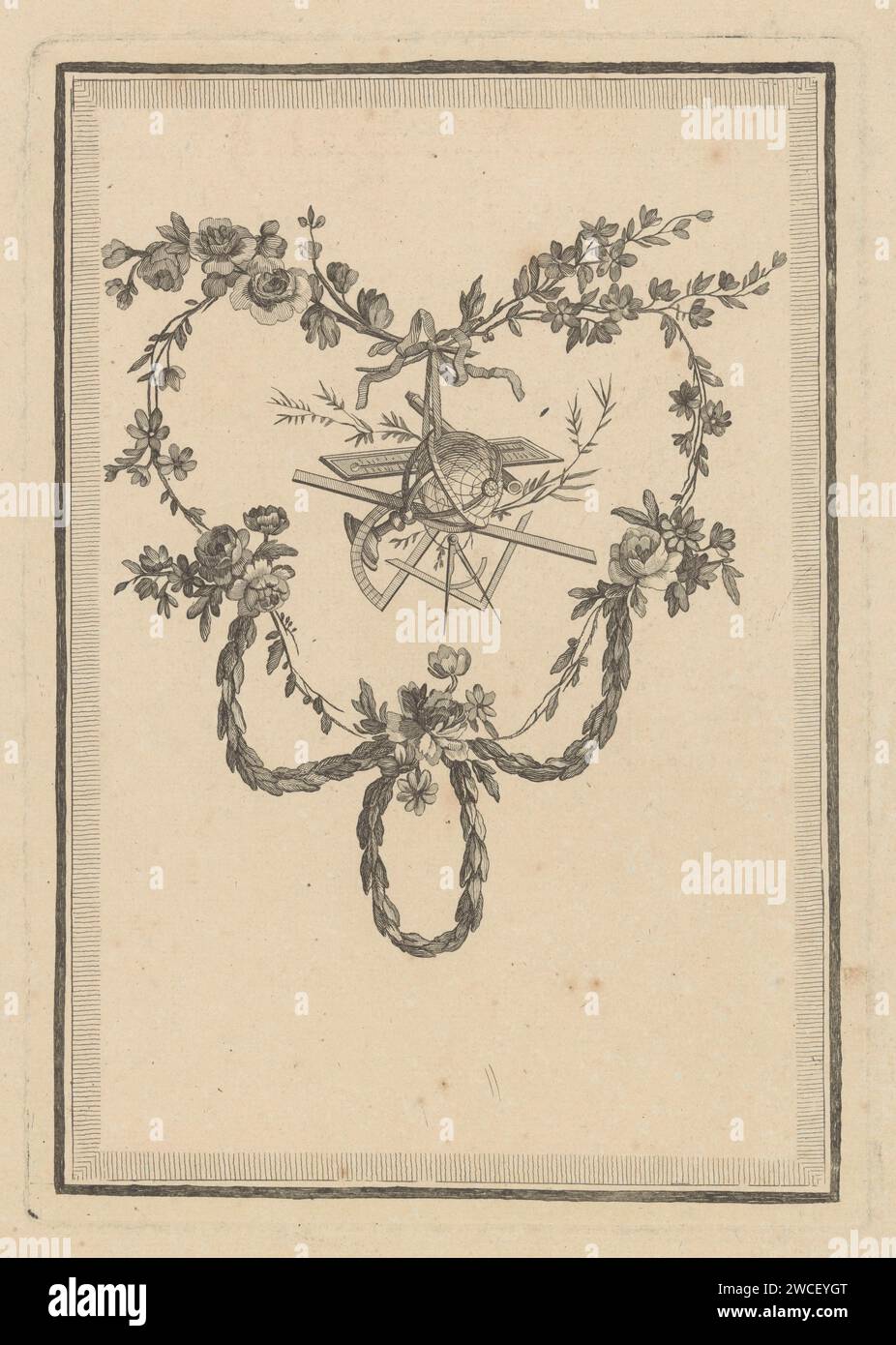 Meetkunde, anonymous, after Pierre Ranson, 1760 - 1784 print A trophy ...