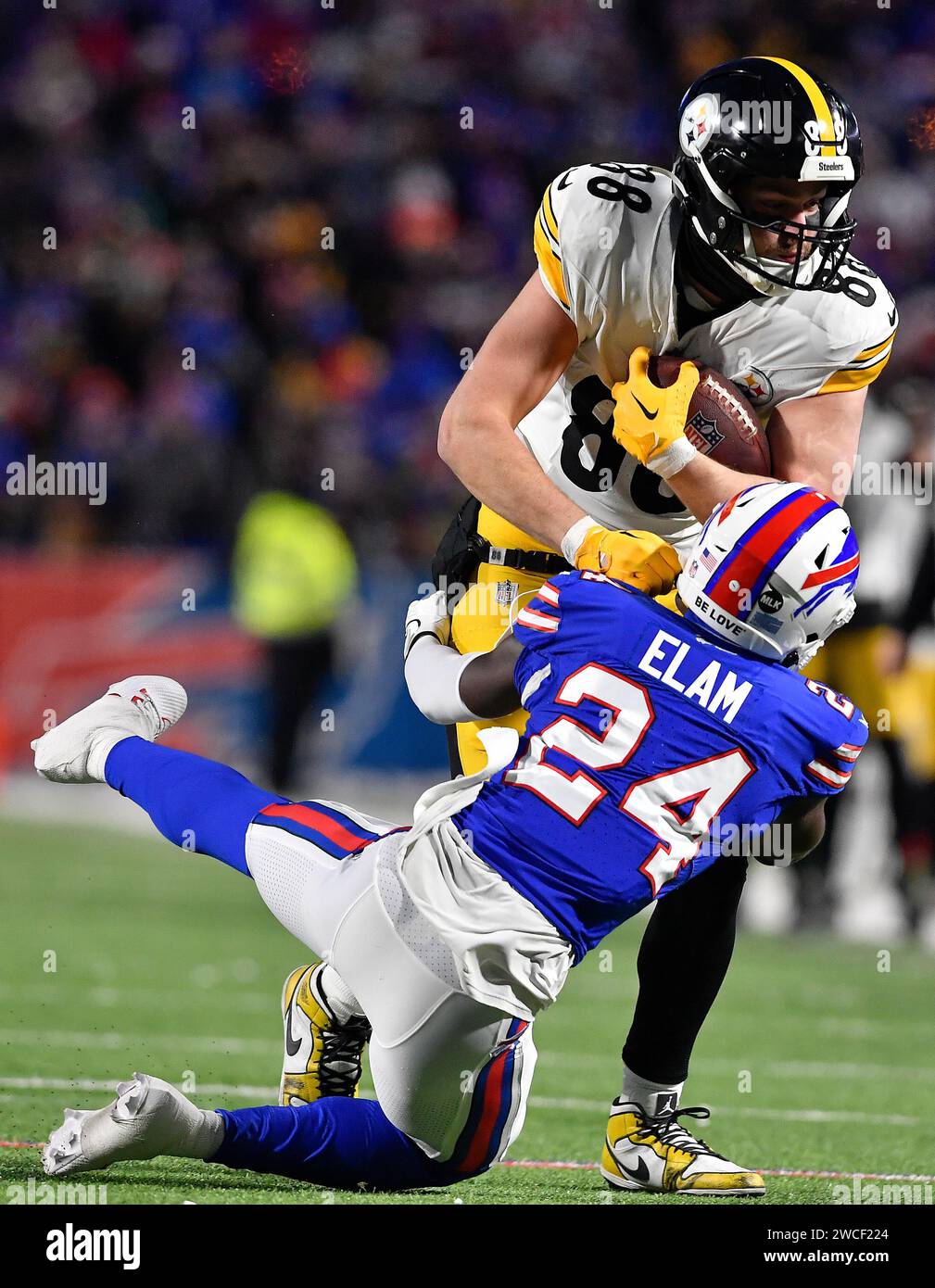 Buffalo Bills cornerback Kaiir Elam (24) tackles Pittsburgh Steelers