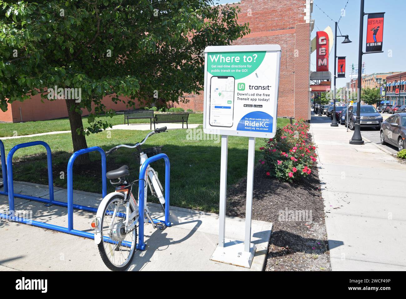 Ride KC Electric Bicycle rental station at the corner of 18th and