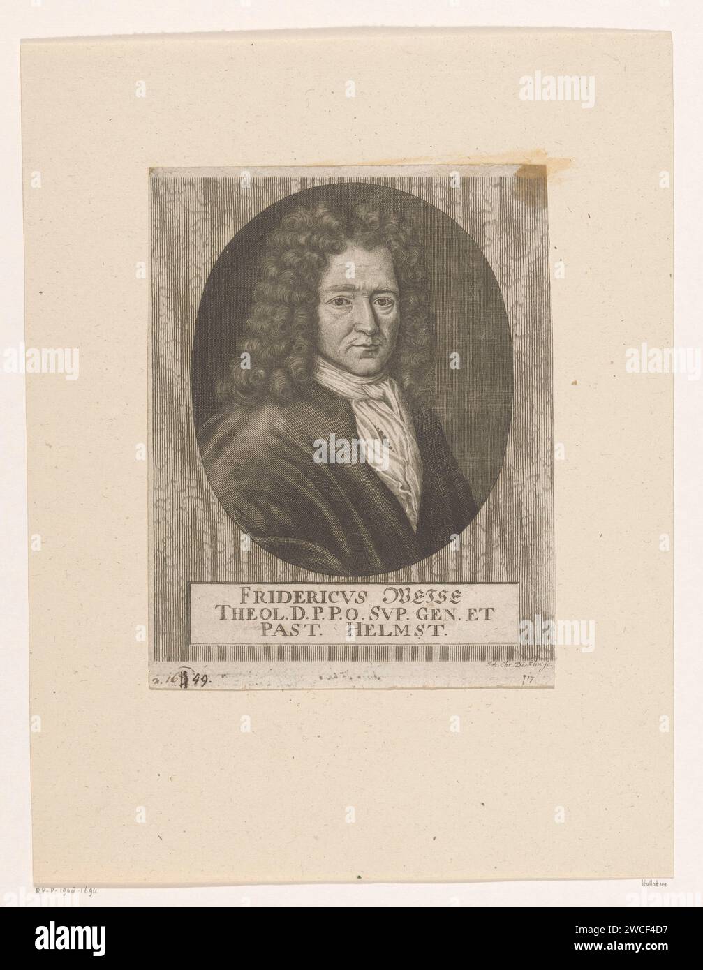 Portrait van Friedrich Weise, Johann Christoph Boecklin, 1697 - 1709 print  Leipzig paper engraving historical persons Stock Photo