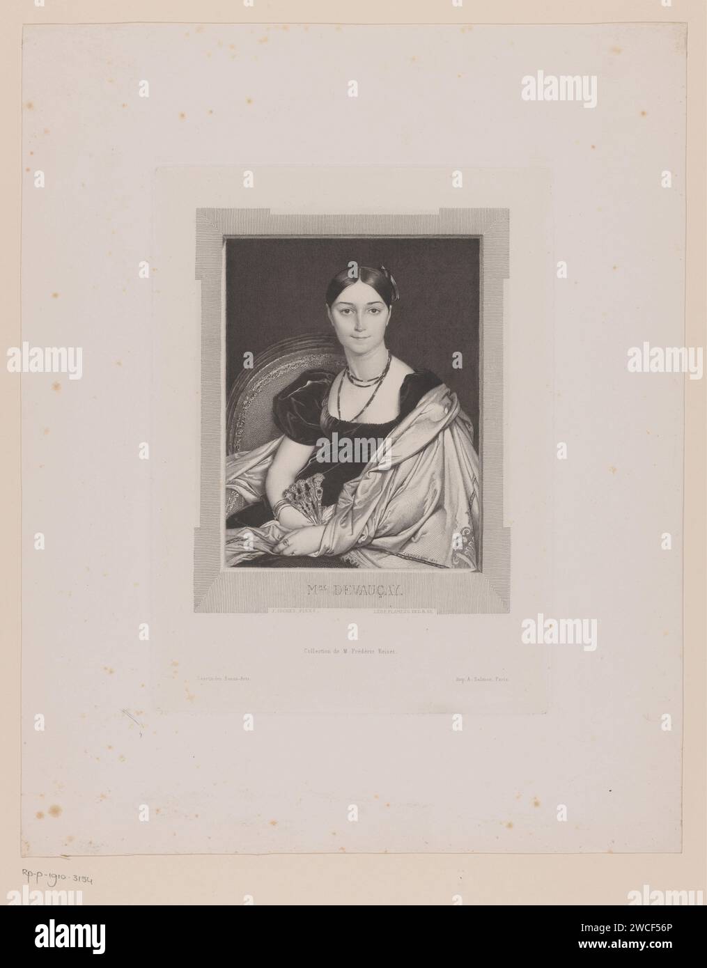Portret van Antonia Duvauçey de Nittis, Léopold Flameng, After Jean Auguste Dominique Ingres, 1867 print  Paris paper etching / engraving historical persons - BB - woman Stock Photo