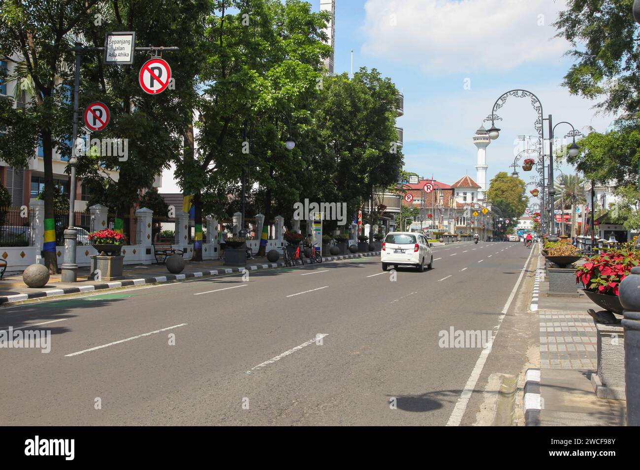 Asia Afrika Street or Jl Asia Afrika in downtown Bandung City, West