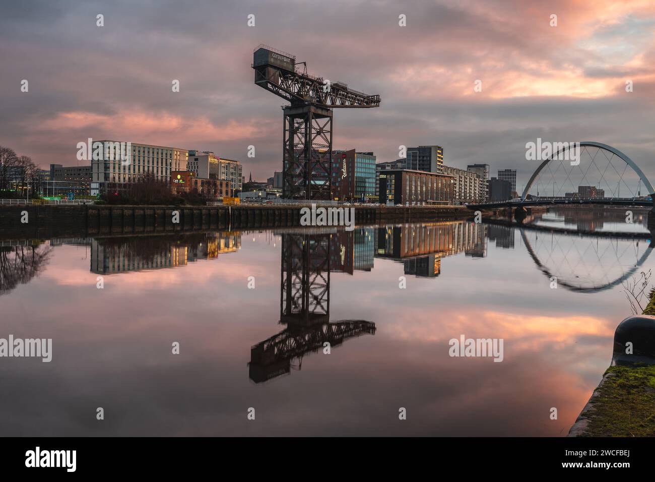 Glasgow with the Clyde Arch Bridge over the Clyde river, Scotland. Stock Photo