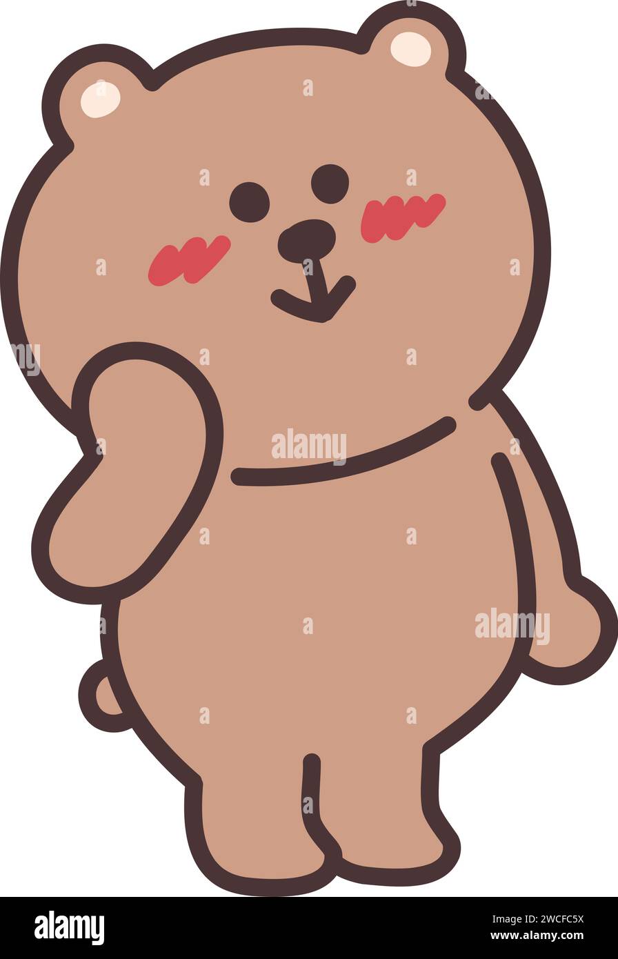 A cartoon teddy bear with an embarrassed and blushing Vector ...