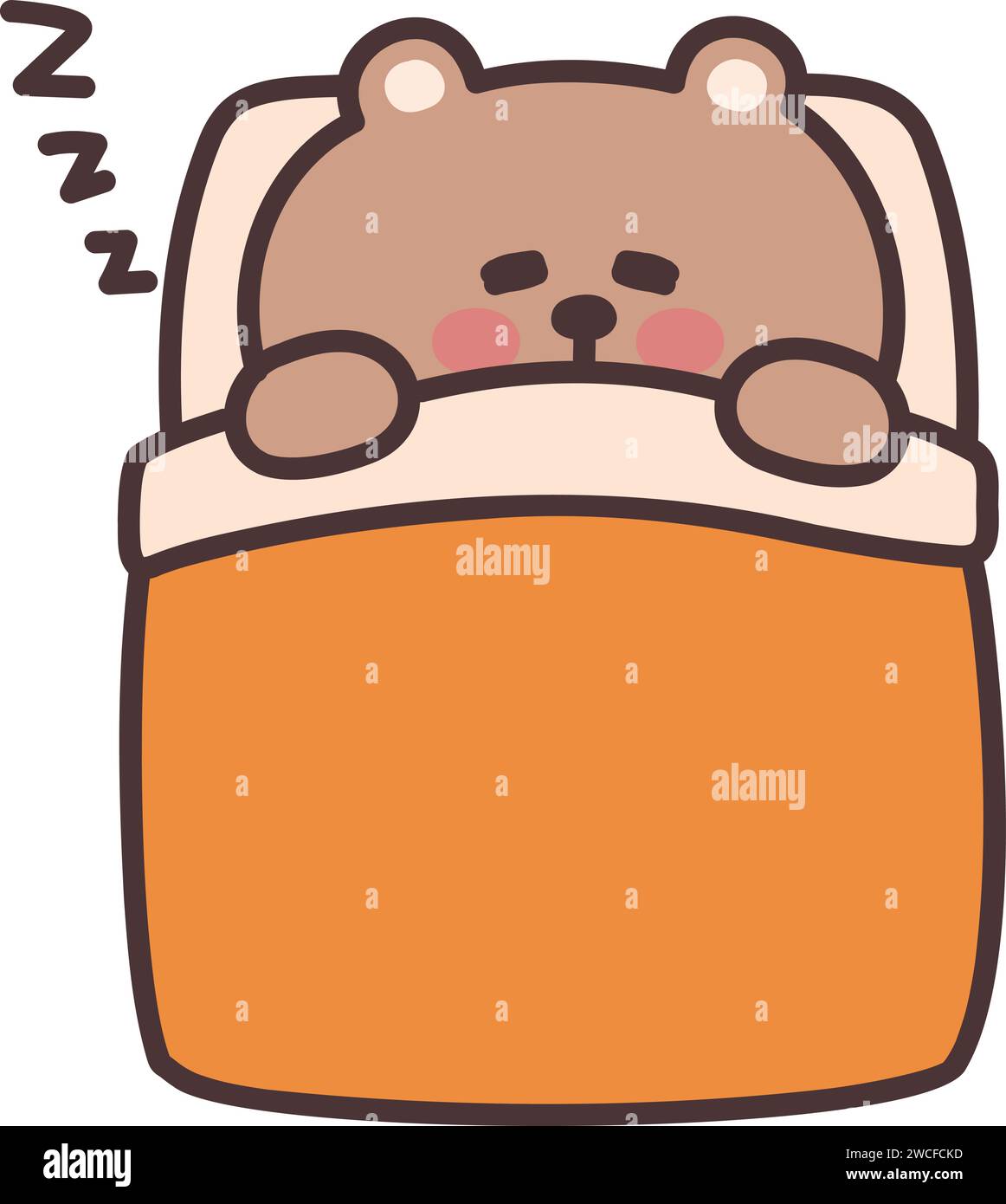 Vector illustration of a cartoon bear sleeping peacefully, isolated on a transparent background. Stock Vector