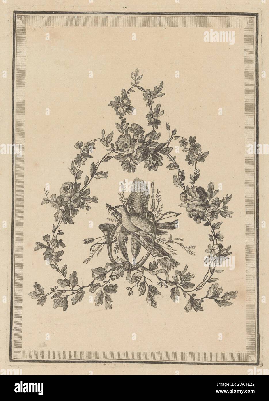 Jacht, anonymous, after Pierre Ranson, 1760 - 1784 print A trophy with ...