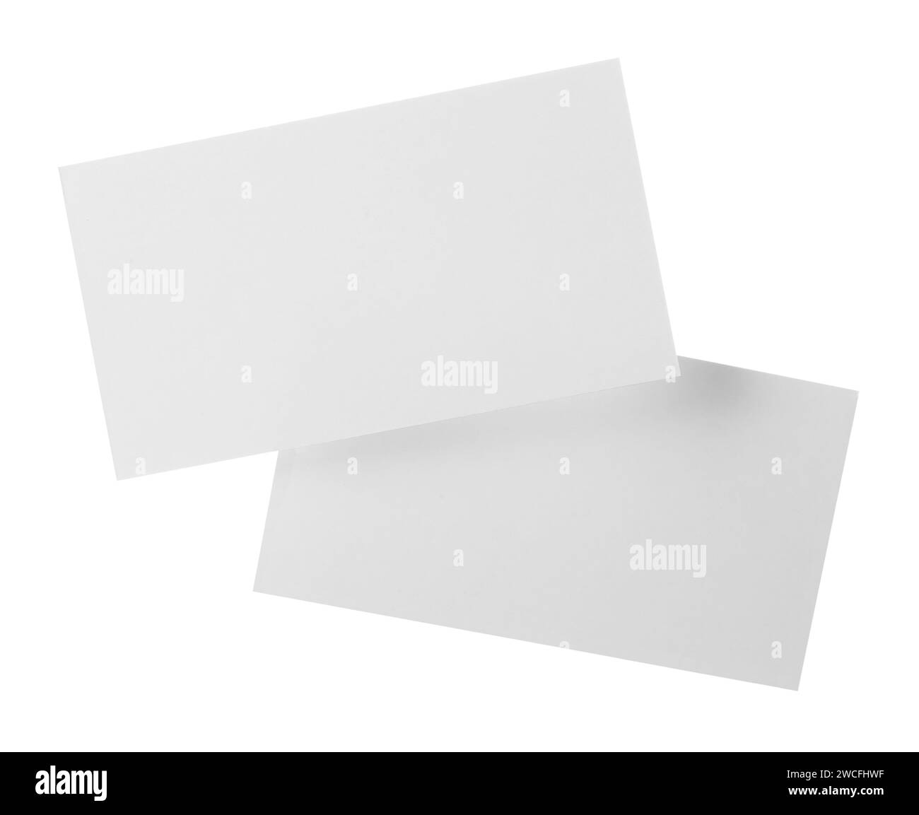 Blank business cards isolated on white. Mockup for design Stock Photo
