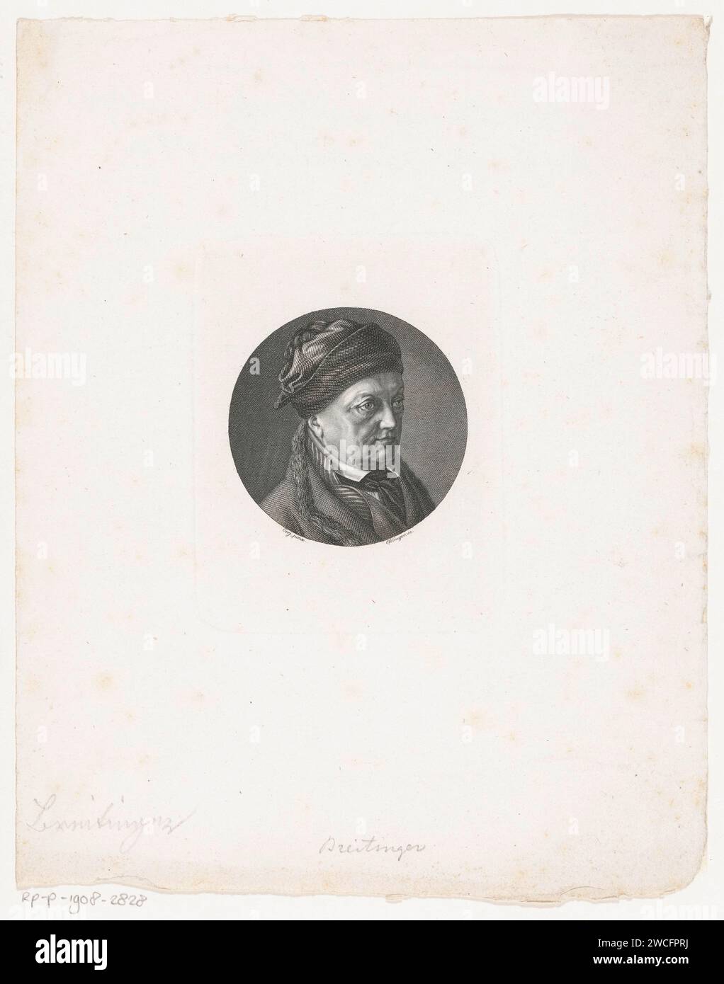 Portrait of an unknown man, Martin Esslinger, after Hans Jakob Oeri, 1803 - 1841 print   paper steel engraving anonymous historical person portrayed Stock Photo