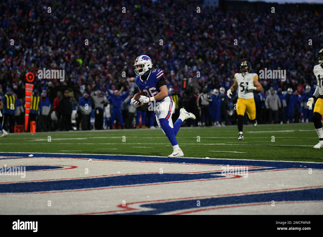 Orchard Park, New York, USA. 15th Jan, 2024. January 15th, 2024 Buffalo Bills tight end Dalton
