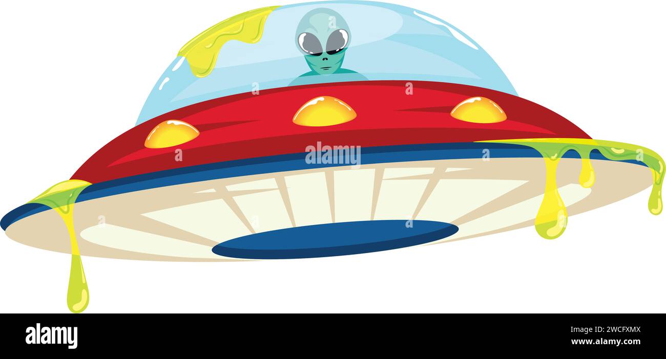 Colored ufo spaceship with alien character Vector Stock Vector Image ...